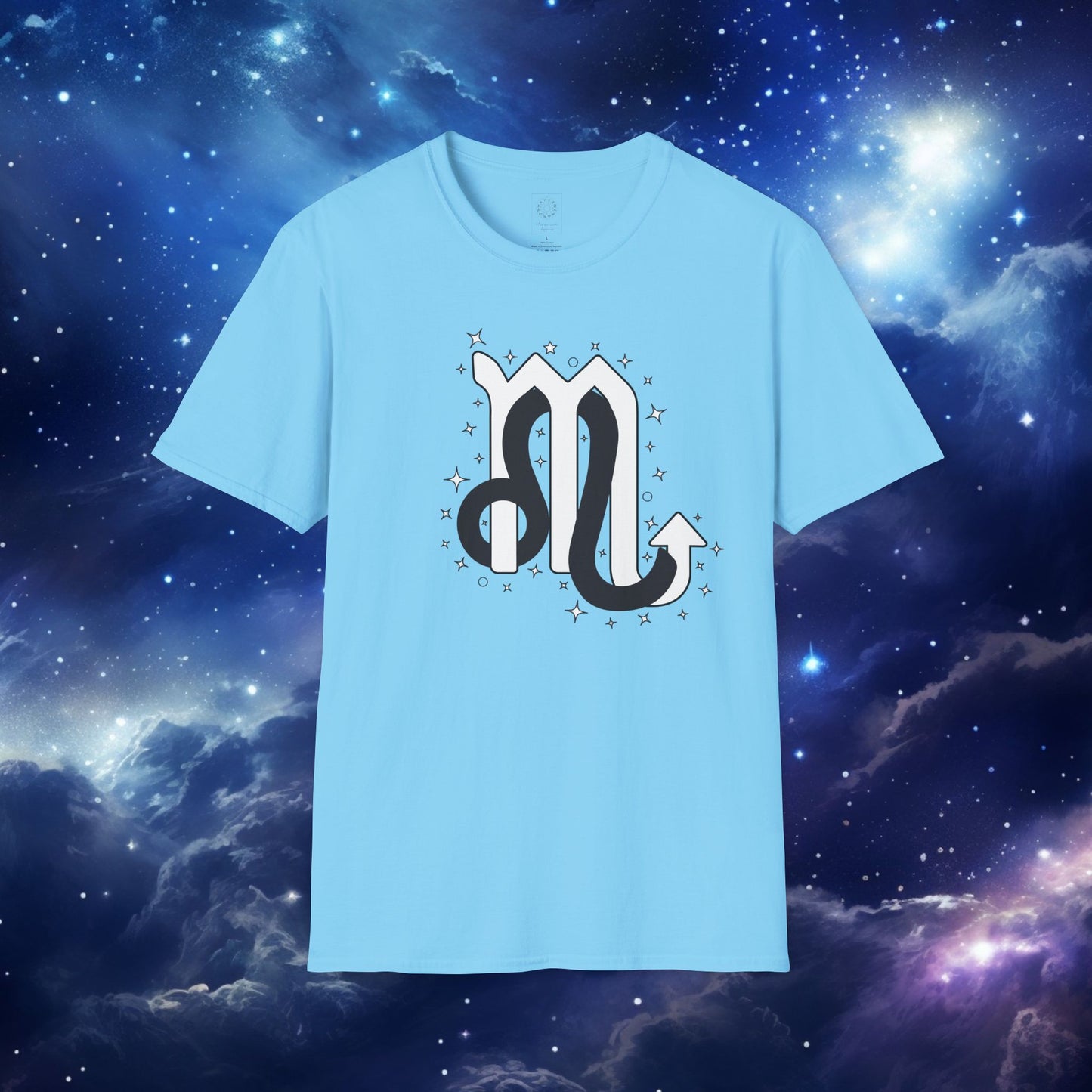 Astrology Zodiac Unisex Softstyle T-Shirt Leo and Scorpio With Love Description On Back