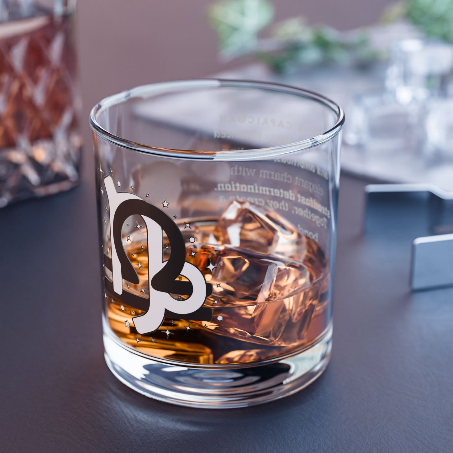 Libra Capricorn Zodiac Rocks Glass