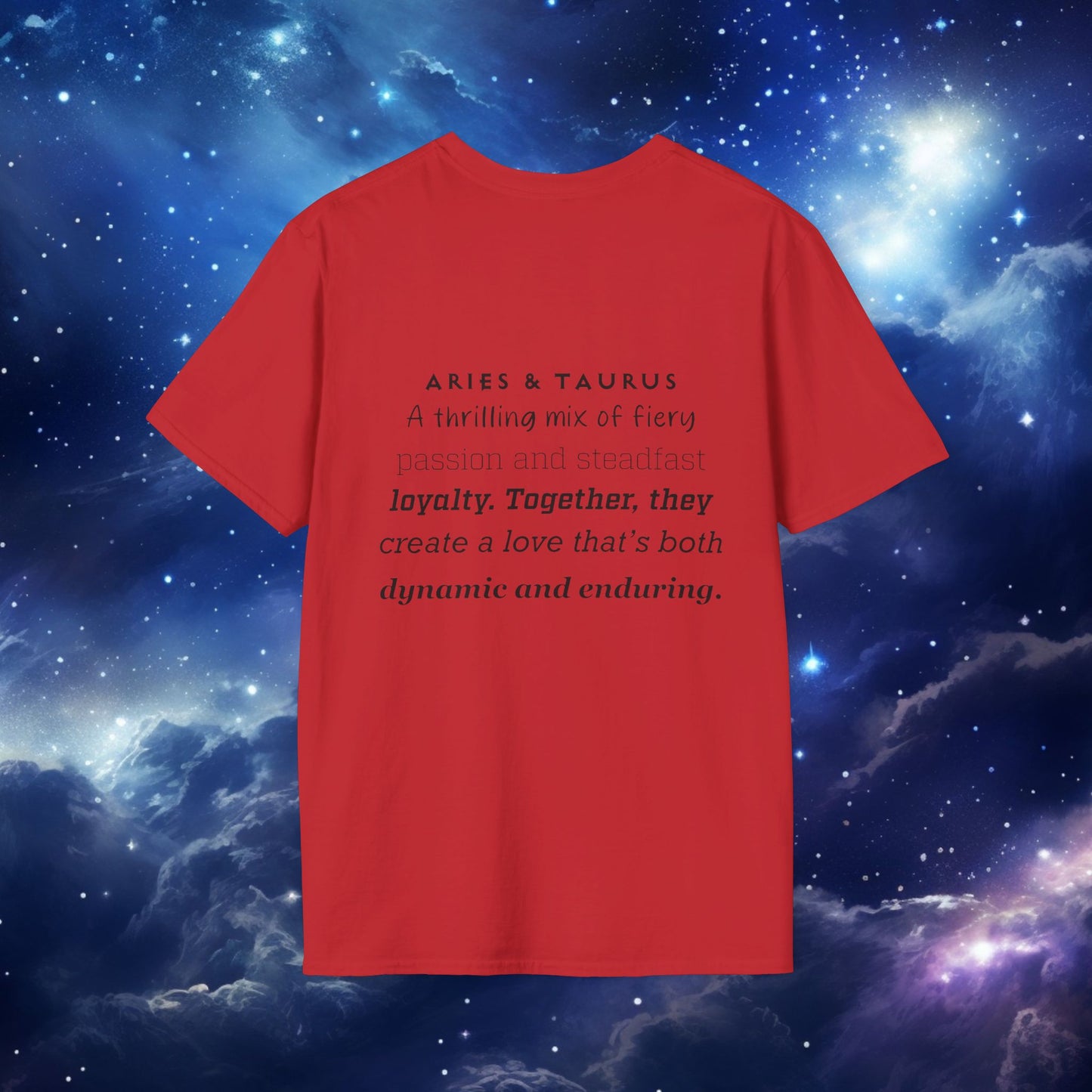 Zodiac Pairing Aries Taurus Unisex T-Shirt with Love Description