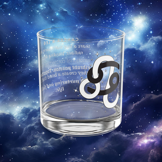 Cancer Leo Zodiac Rocks Glass