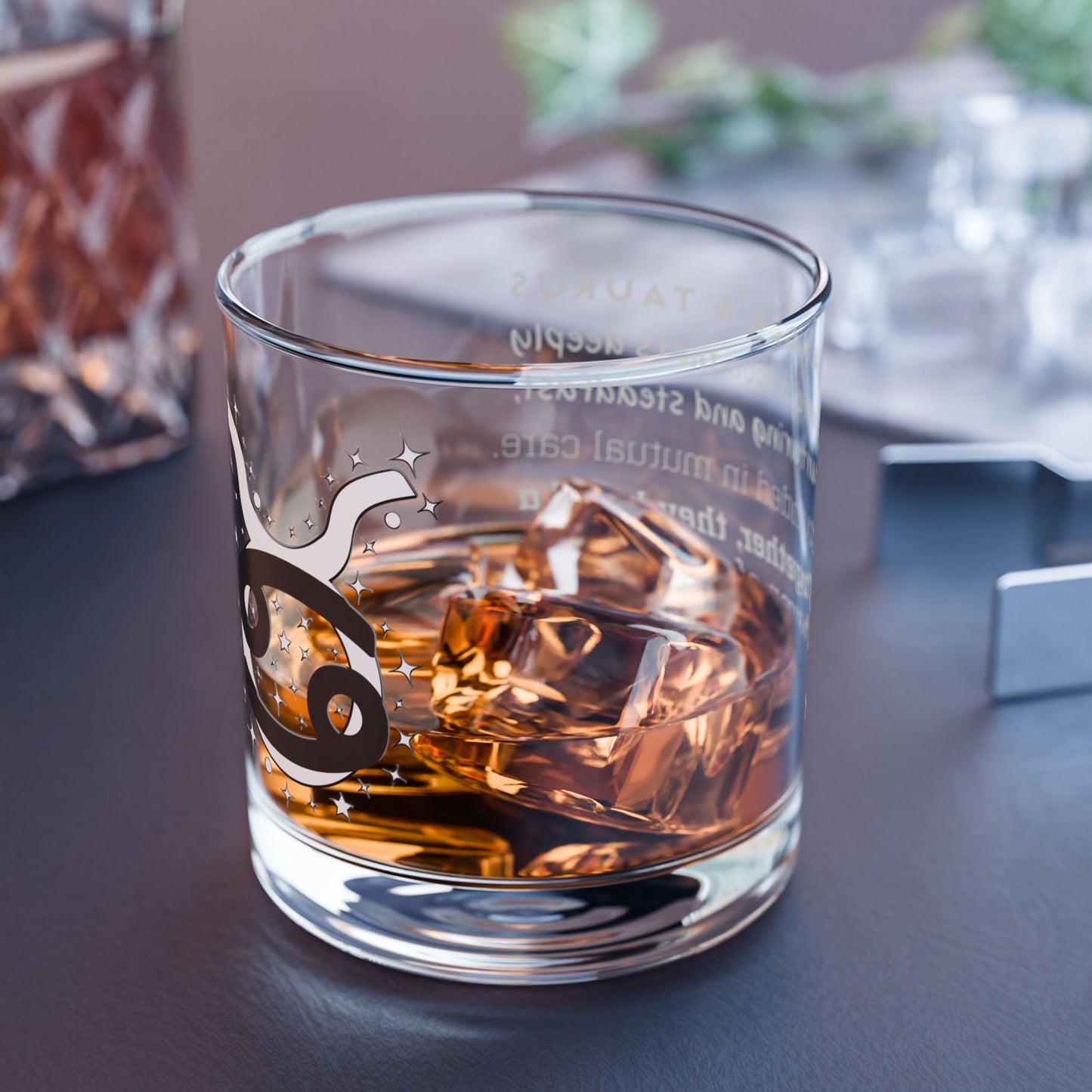 Cancer Taurus Zodiac Rocks Glass