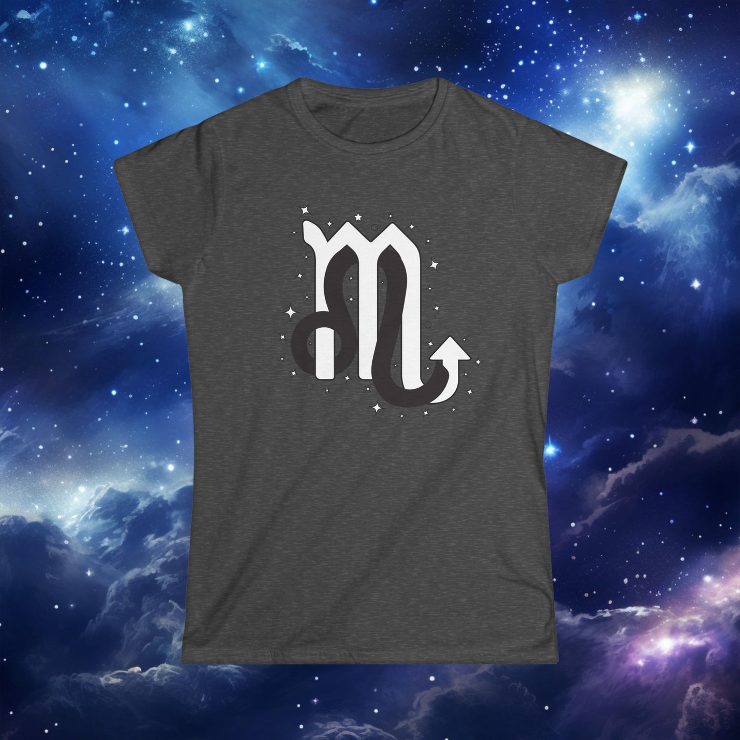 Astrology Zodiac Women's Softstyle Tee Leo and Scorpio with Love Description on Back