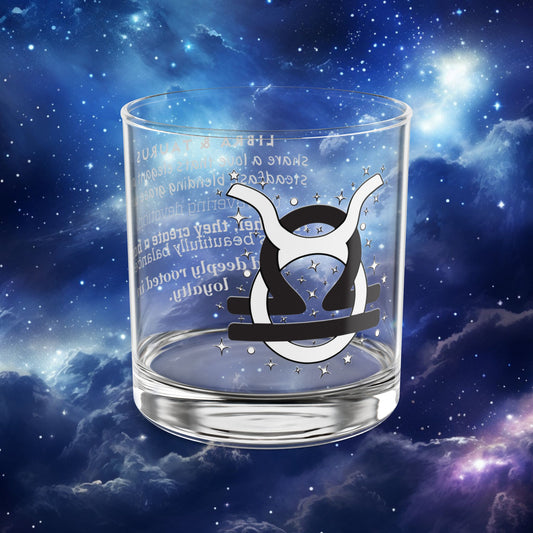 Libra Taurus Zodiac Rocks Glass