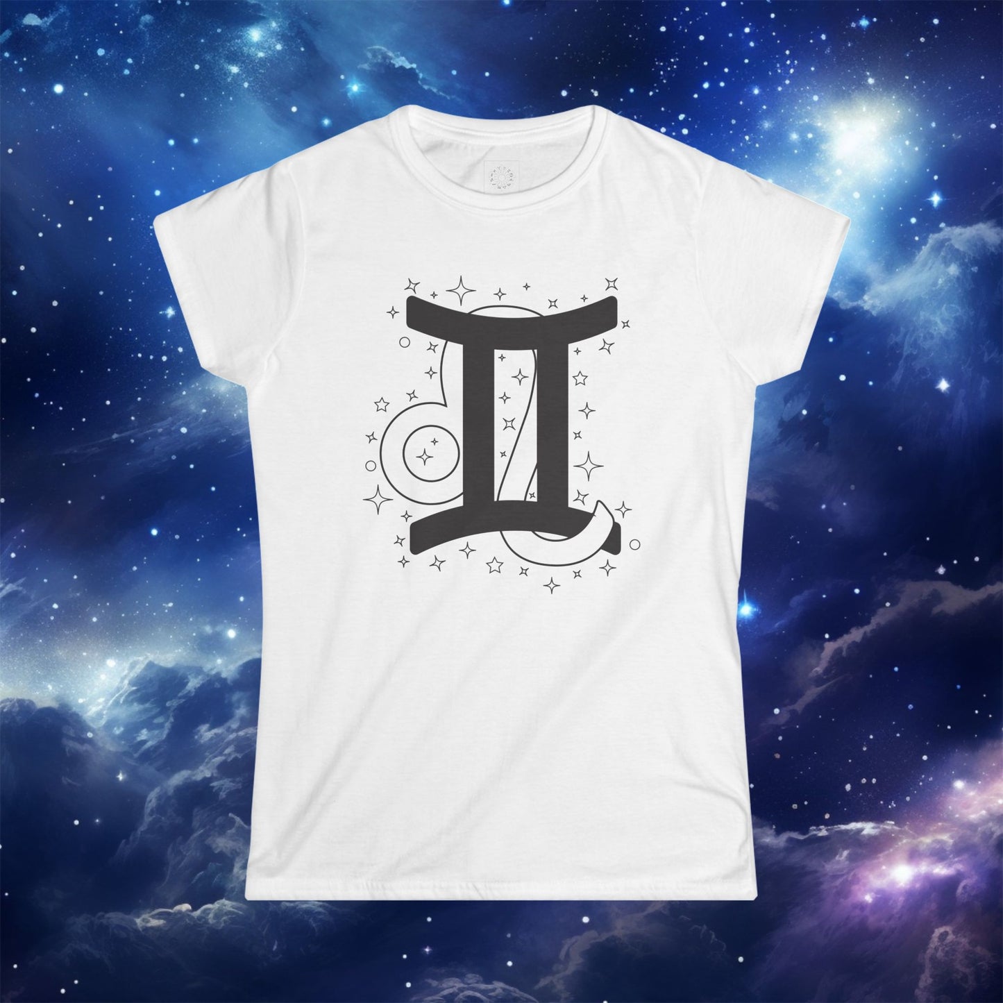 Astrology Zodiac Women's Softstyle Tee Gemini and Leo With Love Description on Back