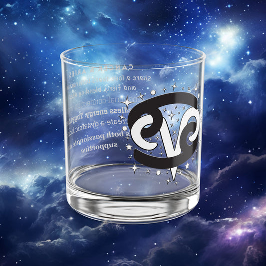 Cancer Aries Zodiac Rocks Glass