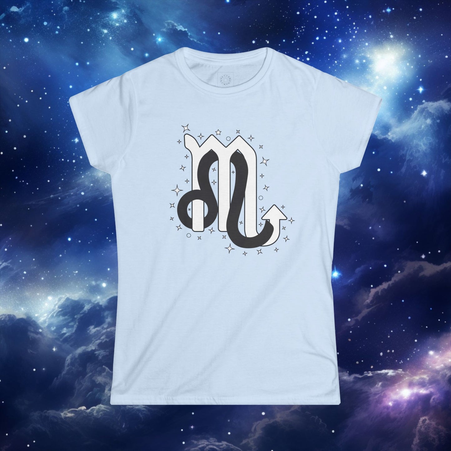Astrology Zodiac Women's Softstyle Tee Leo and Scorpio with Love Description on Back