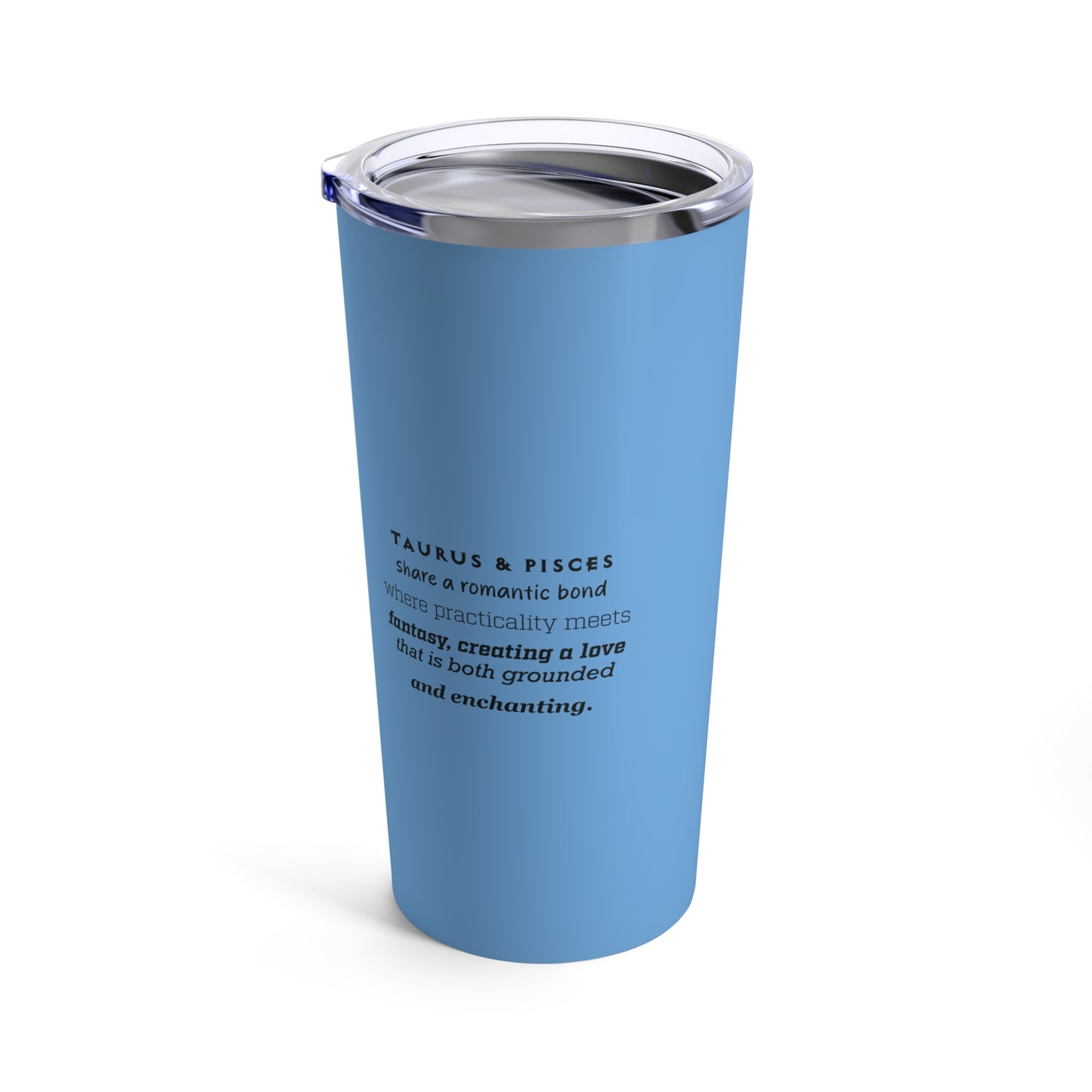 Tumbler 20oz Intertwined Pisces and Taurus Love Description