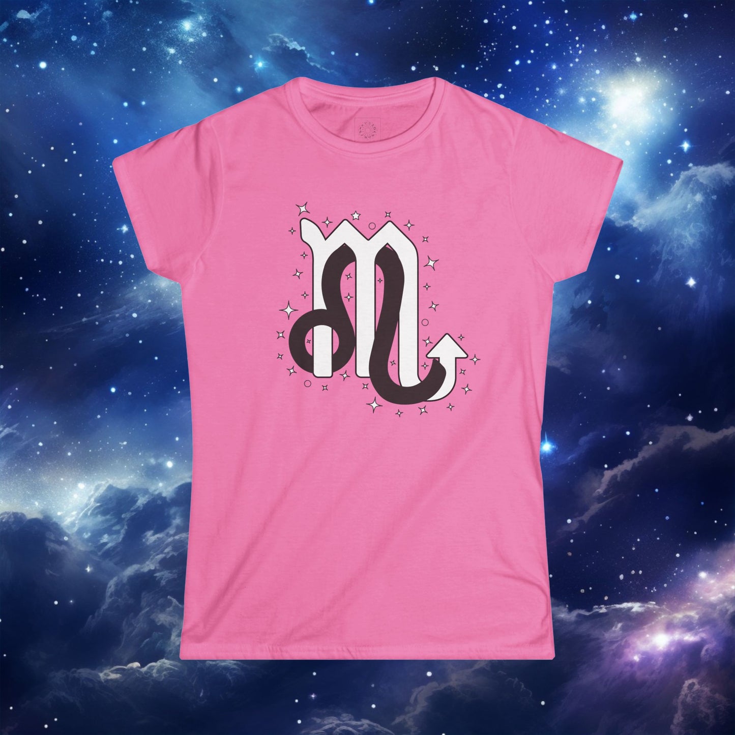 Astrology Zodiac Women's Softstyle Tee Leo and Scorpio with Love Description on Back