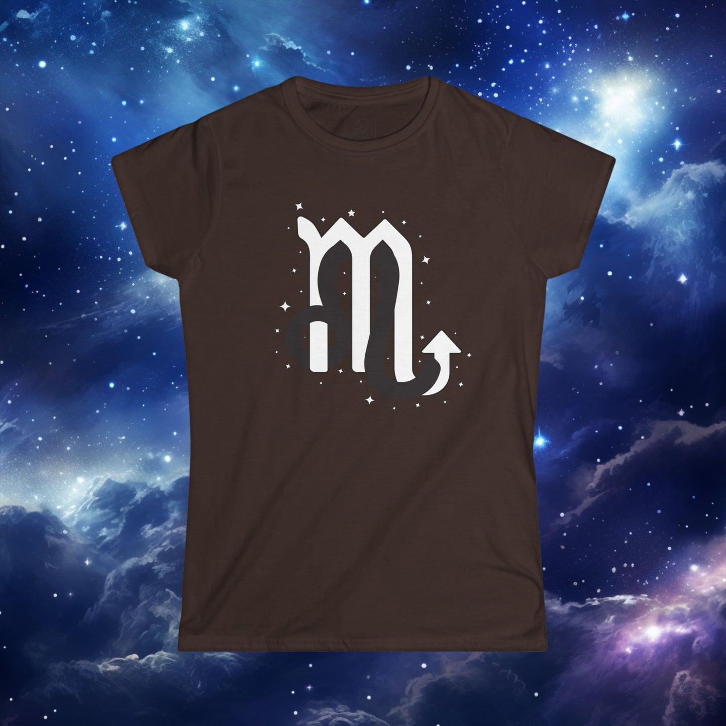 Astrology Zodiac Women's Softstyle Tee Leo and Scorpio with Love Description on Back