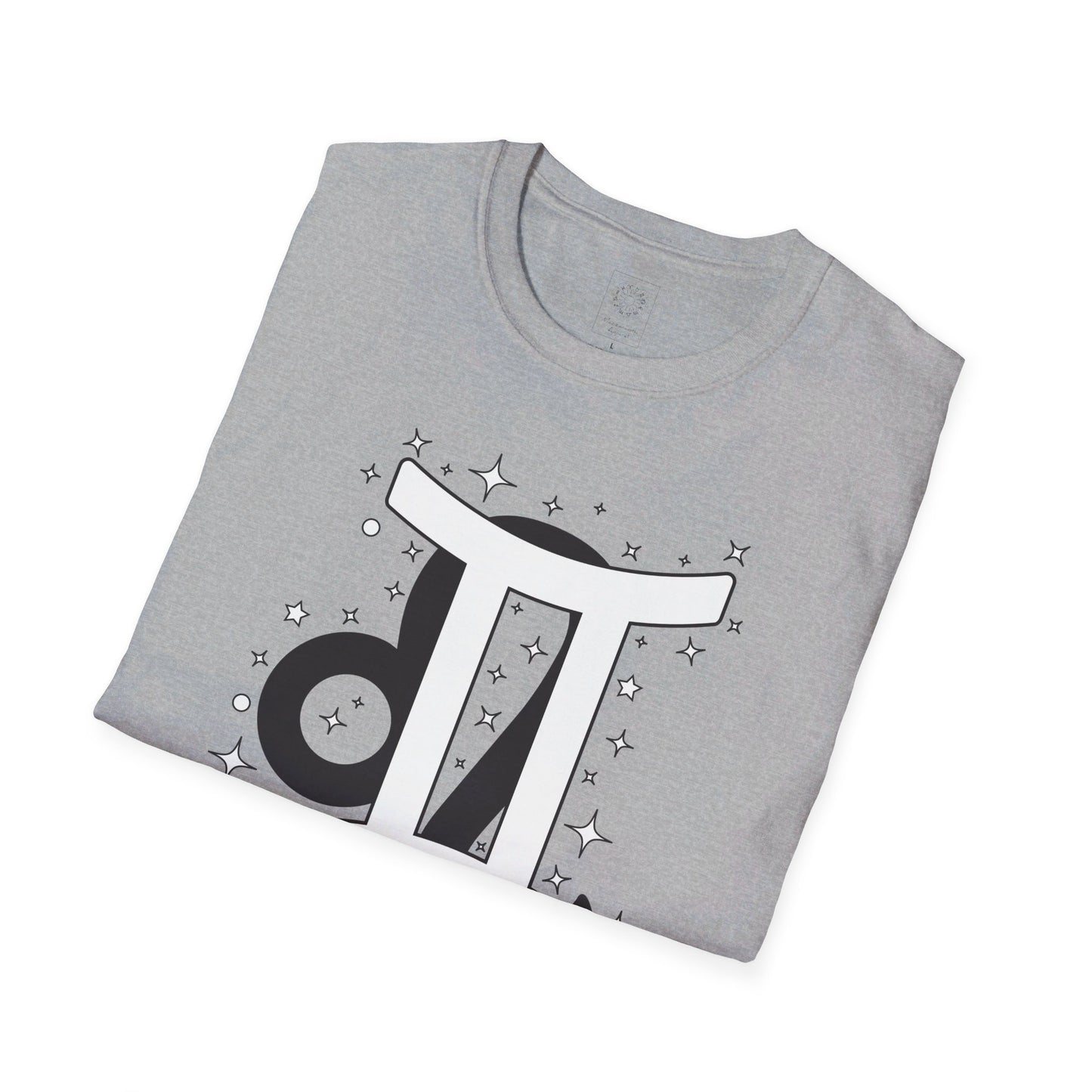 Astrology Zodiac Unisex Softstyle T-Shirt with Leo and Gemini Symbols and Love Description