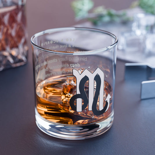 Leo and Scorpio Rocks Glass, 10oz with Love Description