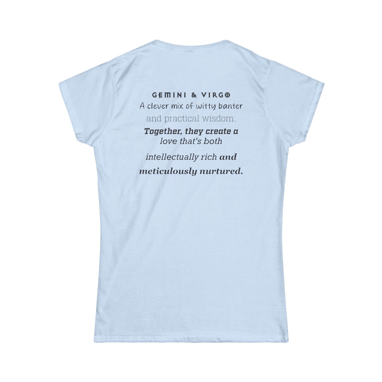 Astrology Zodiac Unisex T-Shirt with Gemini Virgo symbol and love description