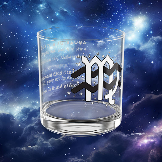 Aquarius Virgo Zodiac Rocks Glass