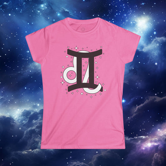 Astrology Zodiac Women's Softstyle Tee Gemini And Leo With Love Description On Back