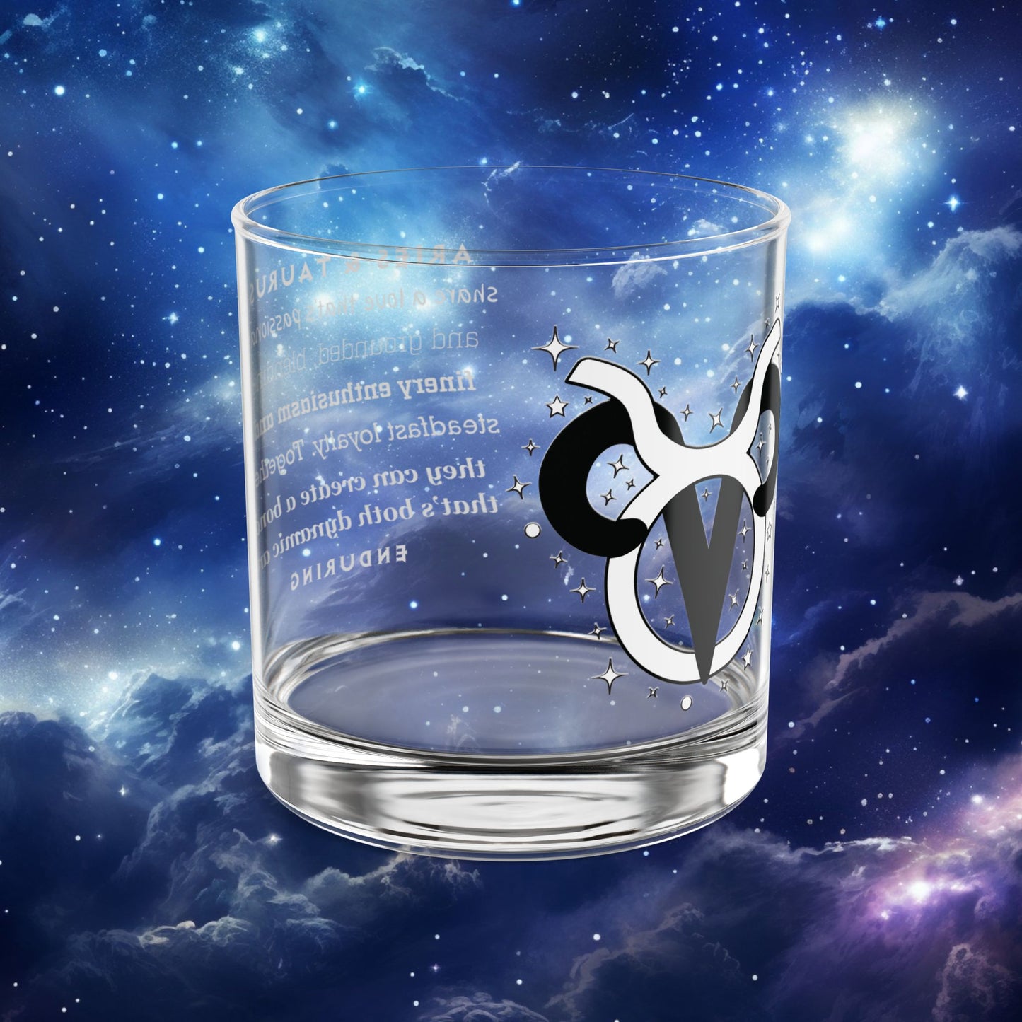 Aries Taurus Zodiac Rocks Glass