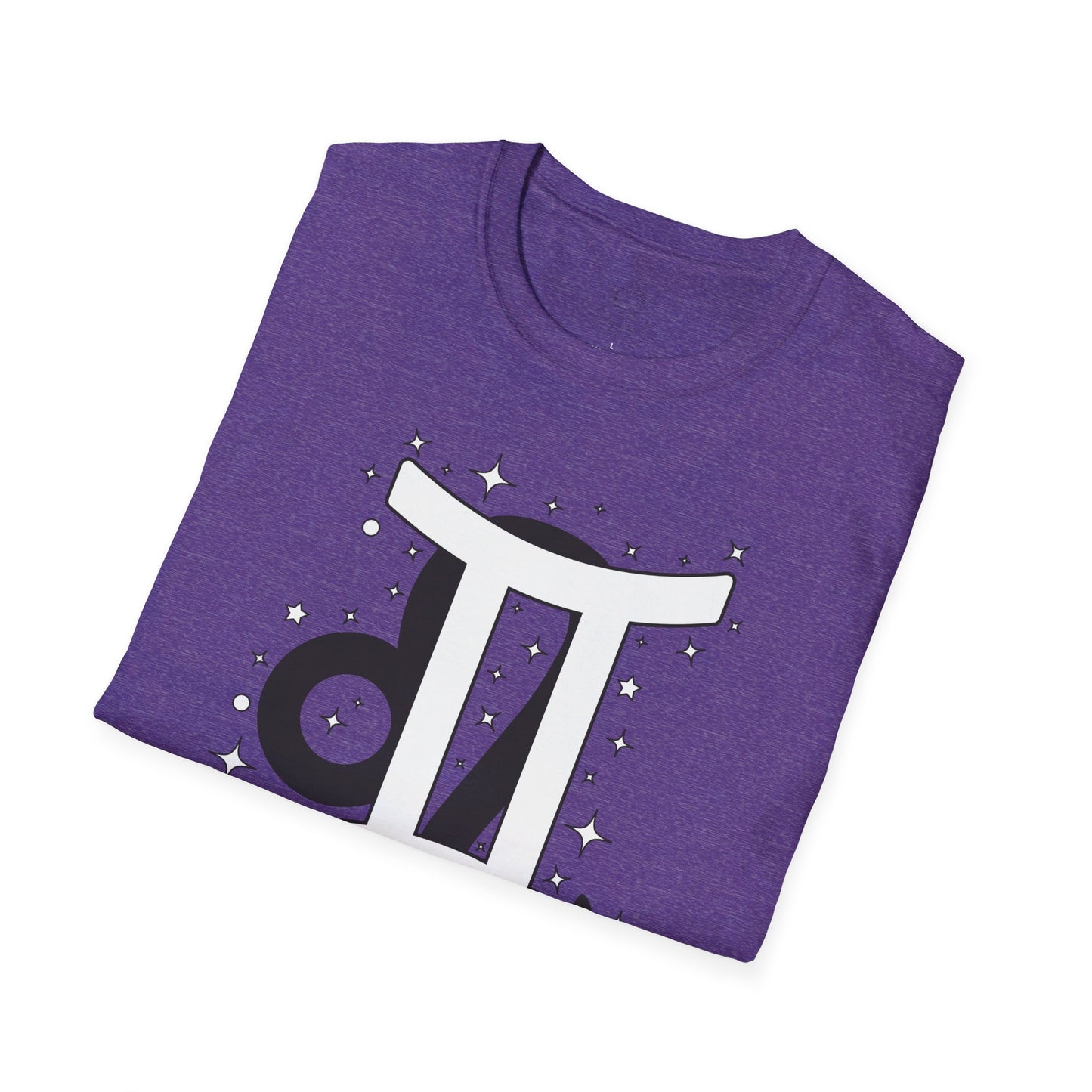 Astrology Zodiac Unisex Softstyle T-Shirt with Leo and Gemini Symbols and Love Description