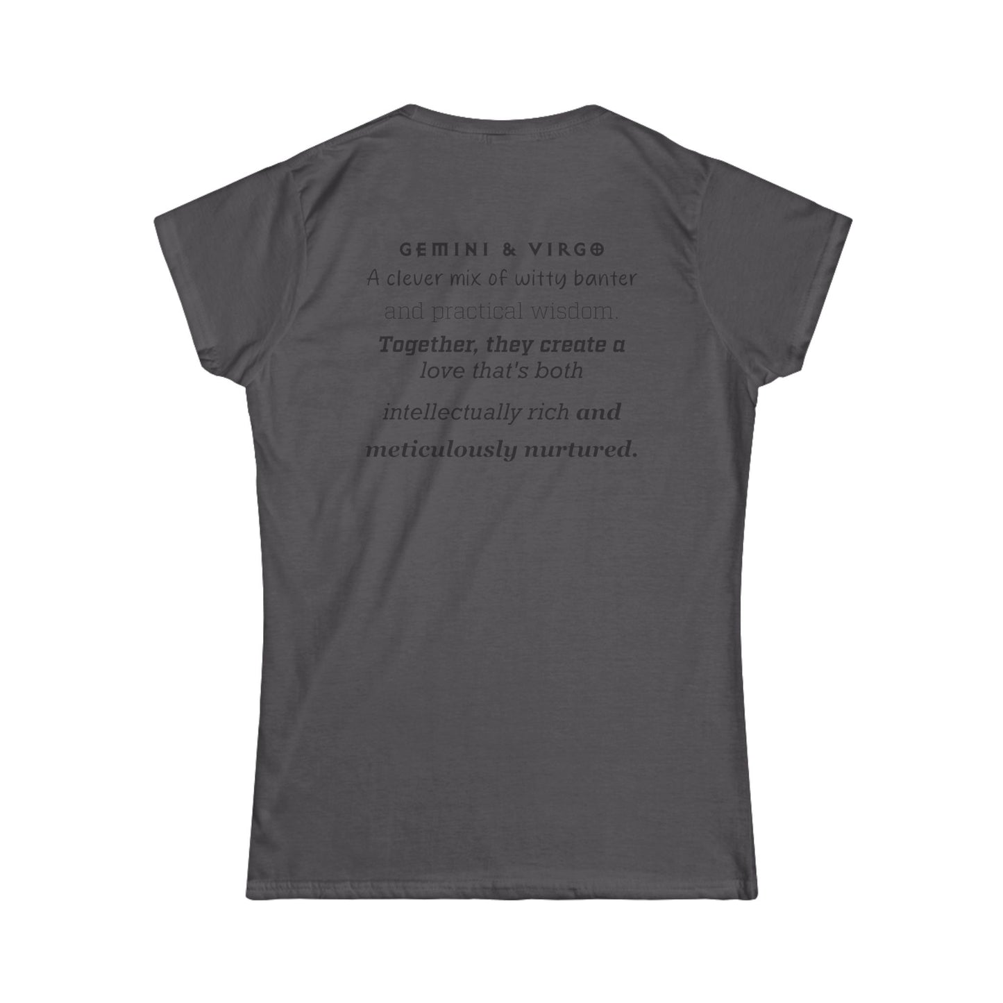 Astrology Zodiac Unisex T-Shirt with Gemini Virgo symbol and love description