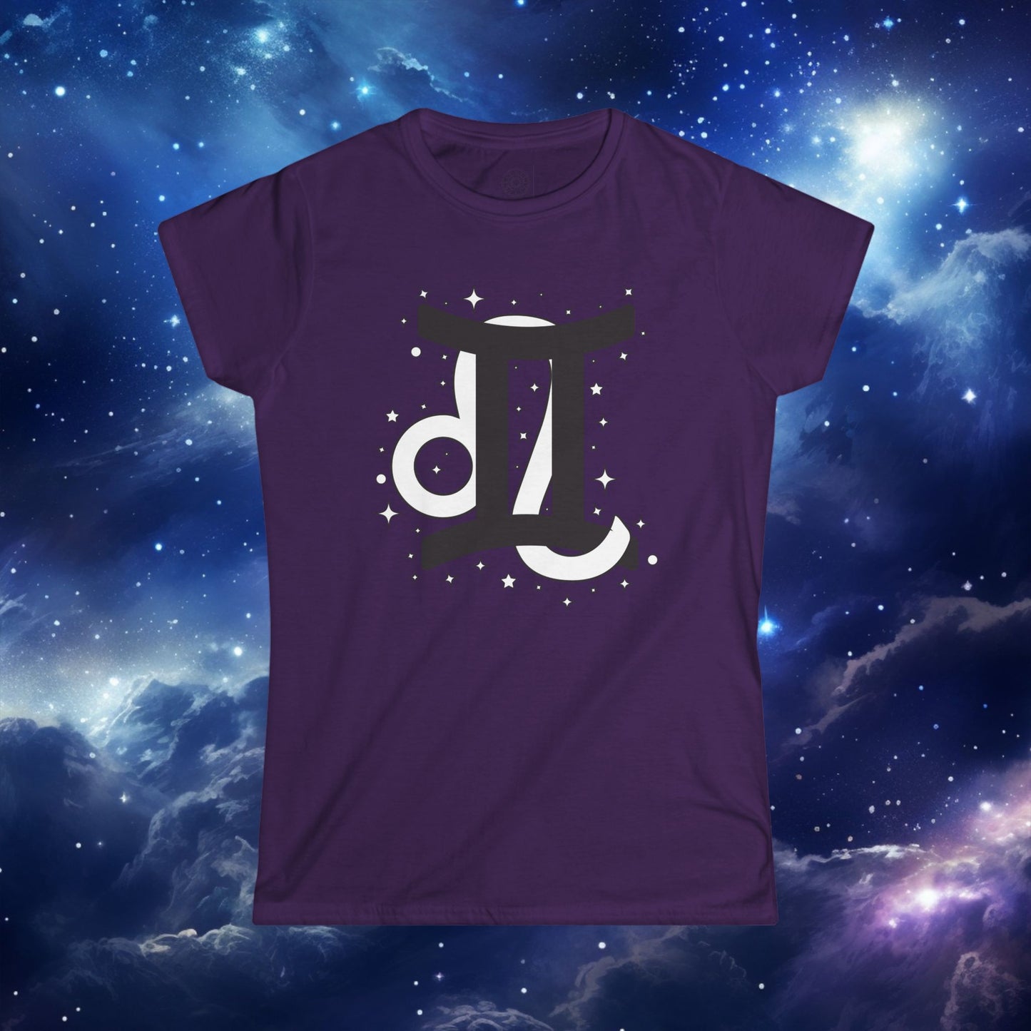 Astrology Zodiac Women's Softstyle Tee Gemini and Leo With Love Description on Back