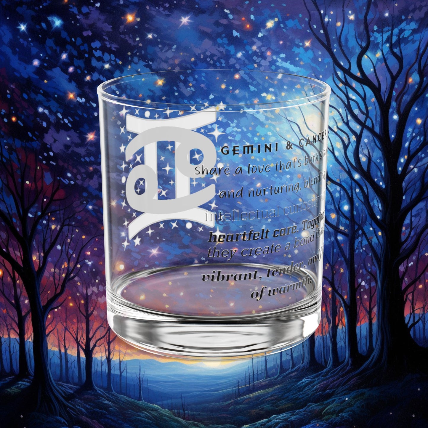 Cancer Gemini Zodiac Rocks Glass