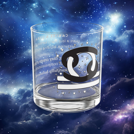 Cancer Libra Zodiac Rocks Glass