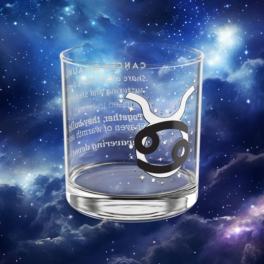 Cancer Taurus Zodiac Rocks Glass