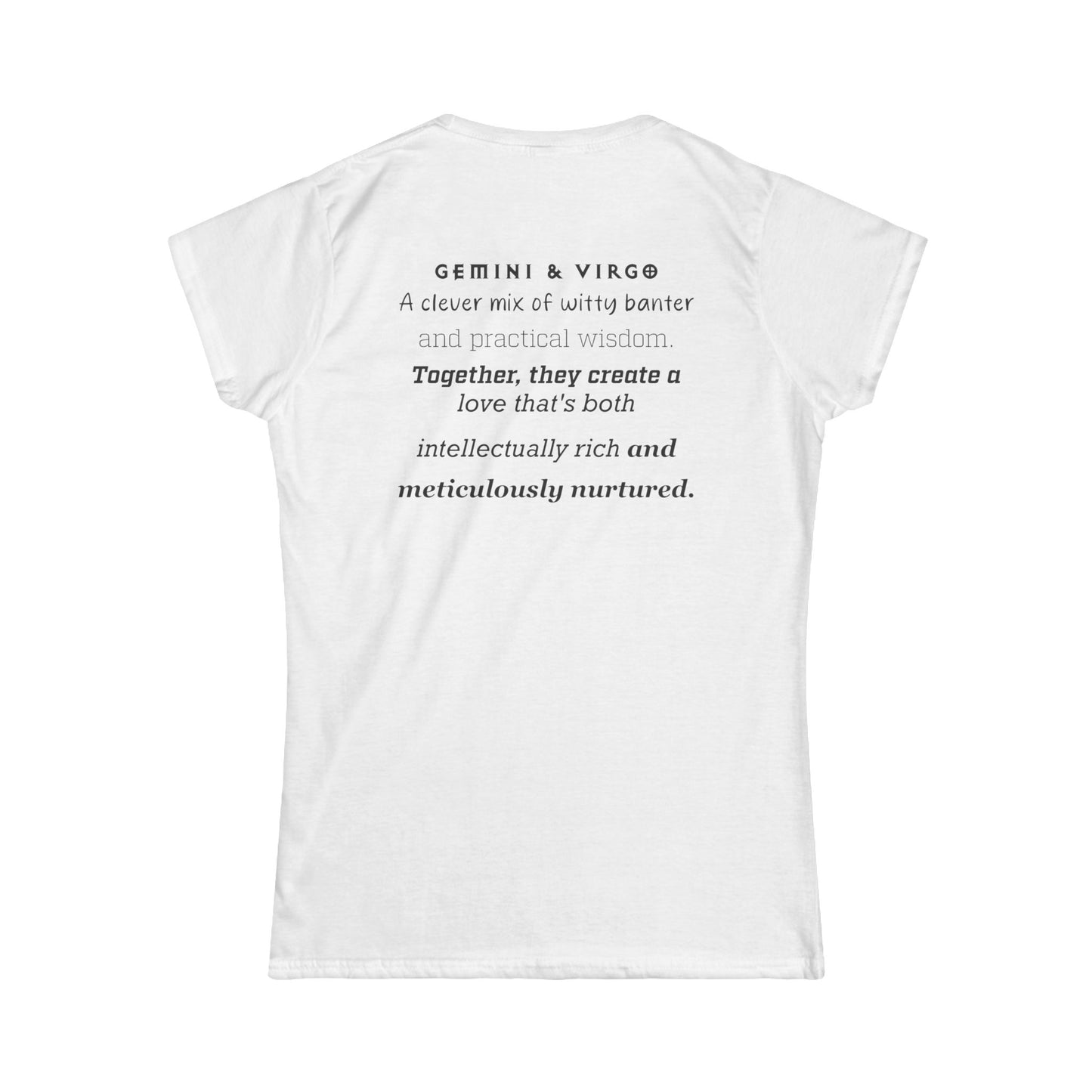 Astrology Zodiac Unisex T-Shirt with Gemini Virgo symbol and love description