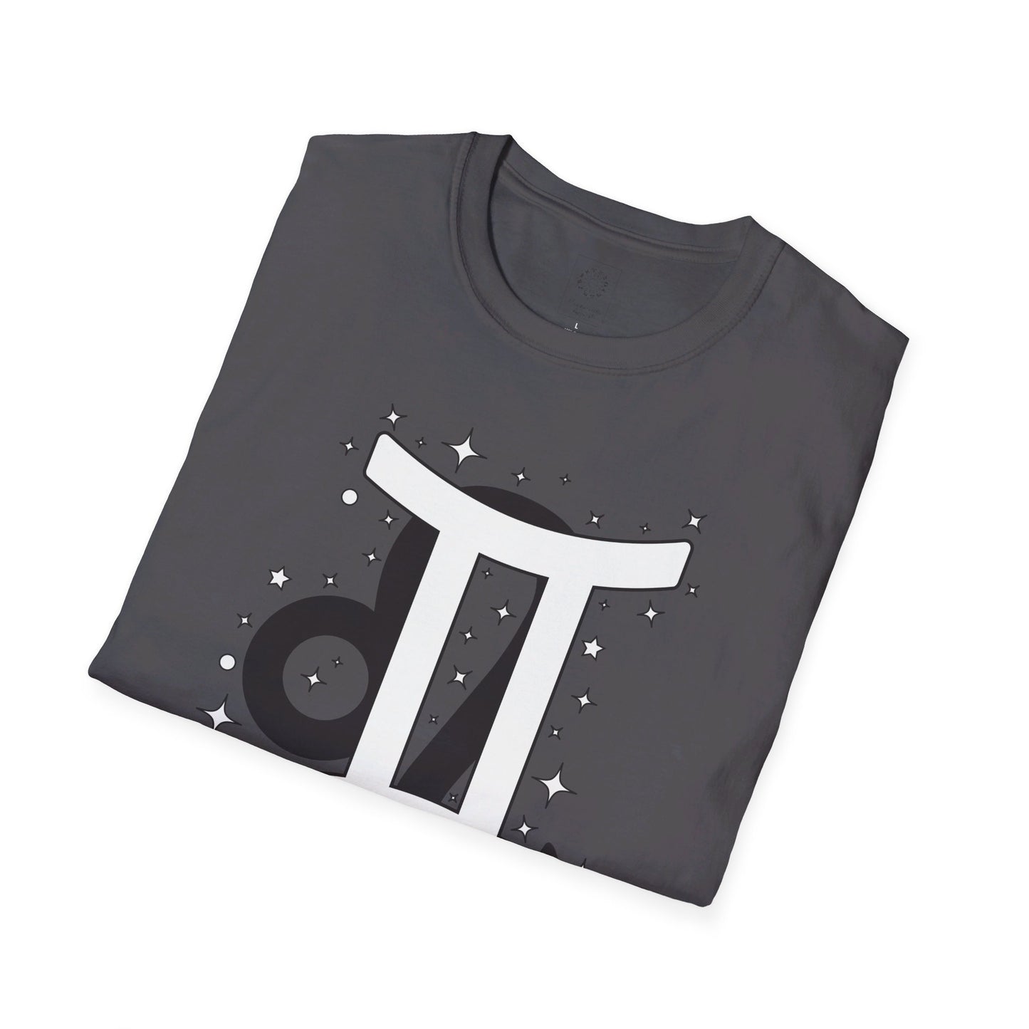 Astrology Zodiac Unisex Softstyle T-Shirt with Leo and Gemini Symbols and Love Description