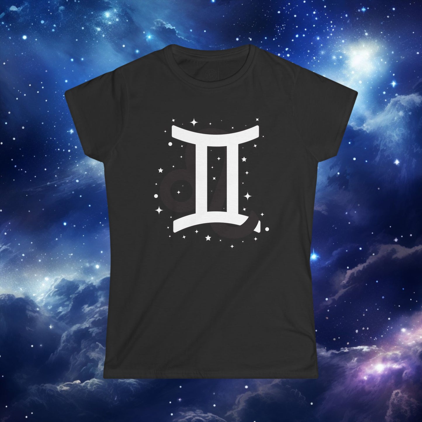 Astrology Zodiac Women's Softstyle Tee Leo and Gemini with Love Description on Back