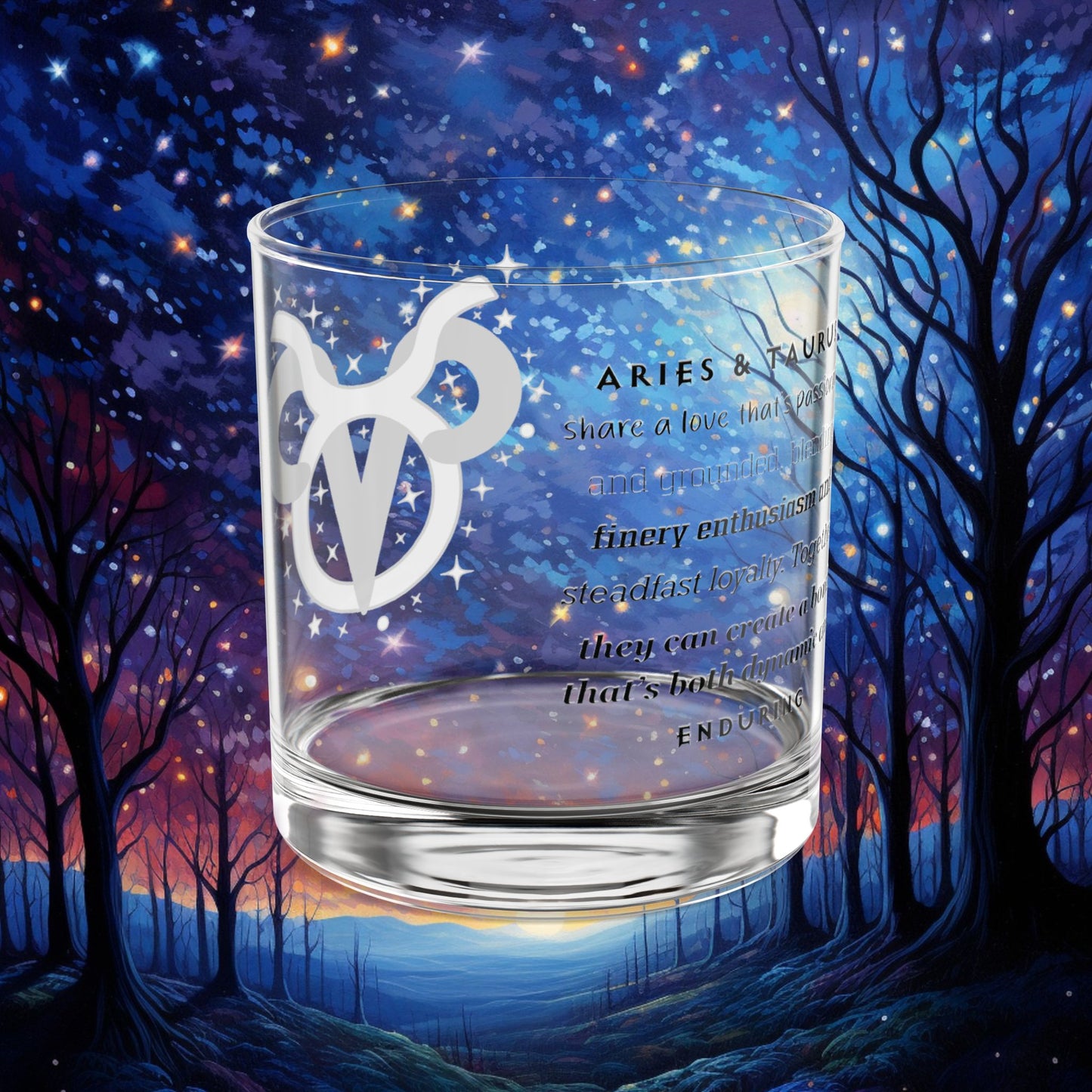 Aries Taurus Zodiac Rocks Glass