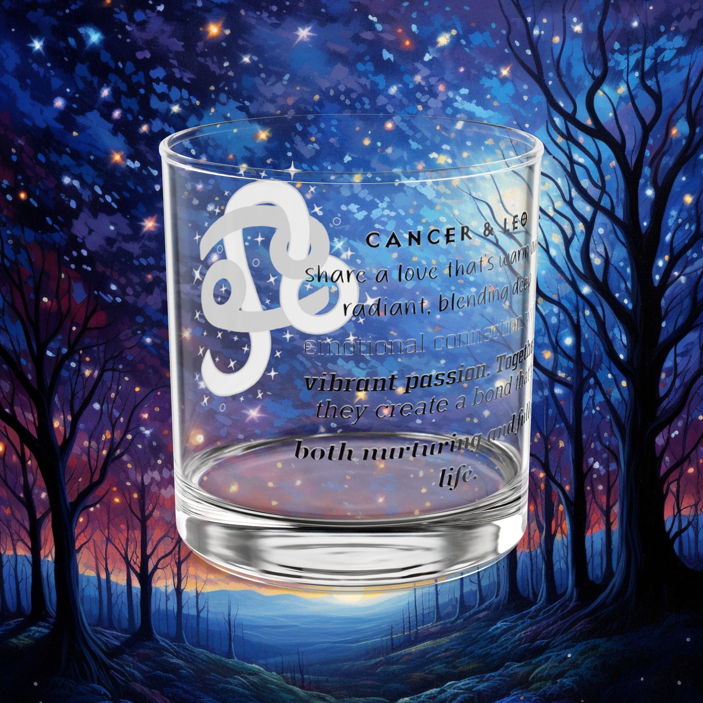 Cancer Leo Zodiac Rocks Glass