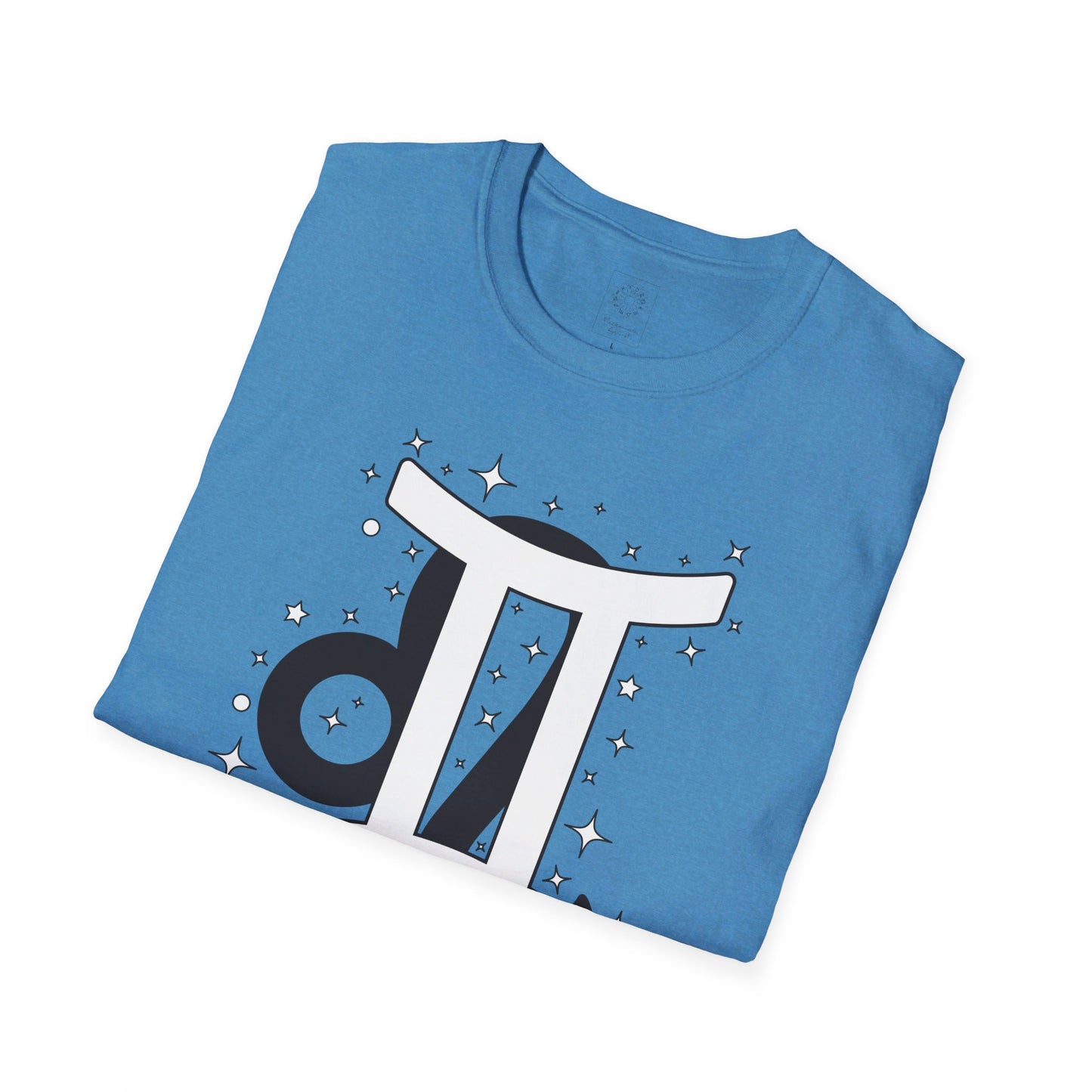 Astrology Zodiac Unisex Softstyle T-Shirt with Leo and Gemini Symbols and Love Description