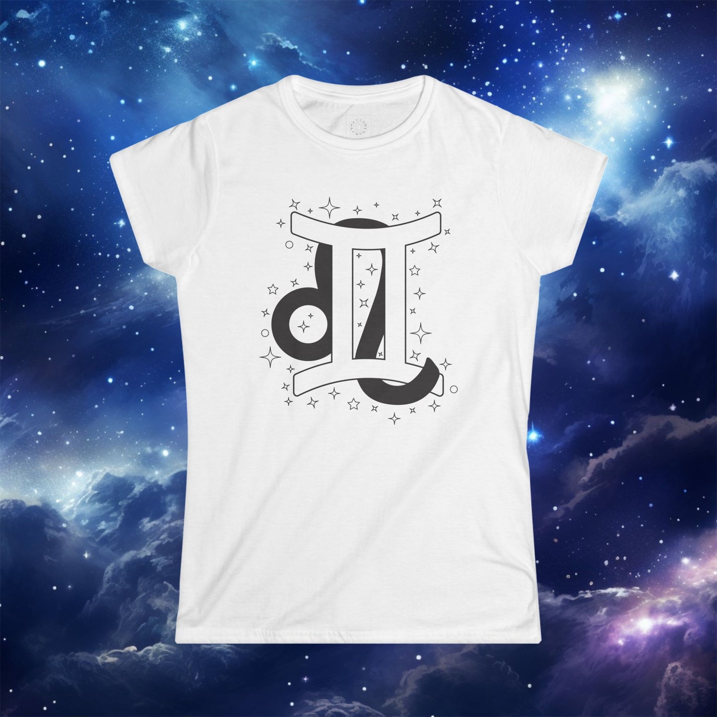 Astrology Zodiac Women's Softstyle Tee Leo and Gemini with Love Description on Back