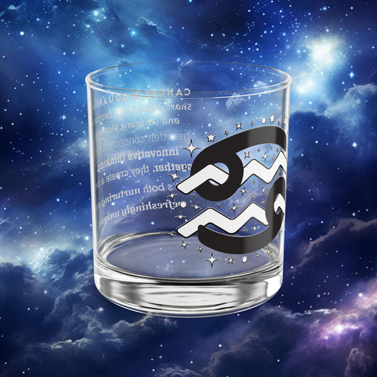 Cancer Aquarius Zodiac Rocks Glass