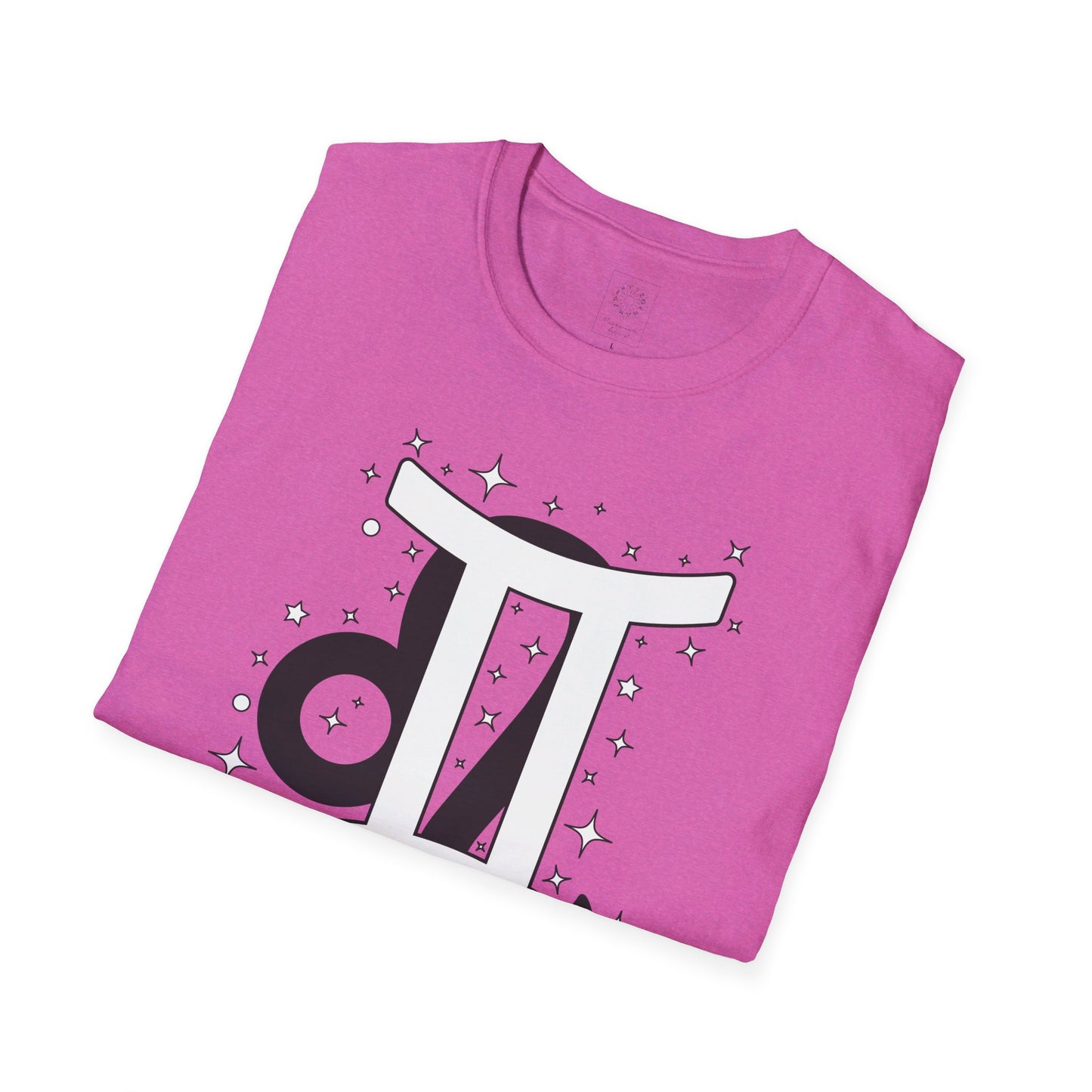 Astrology Zodiac Unisex Softstyle T-Shirt with Leo and Gemini Symbols and Love Description