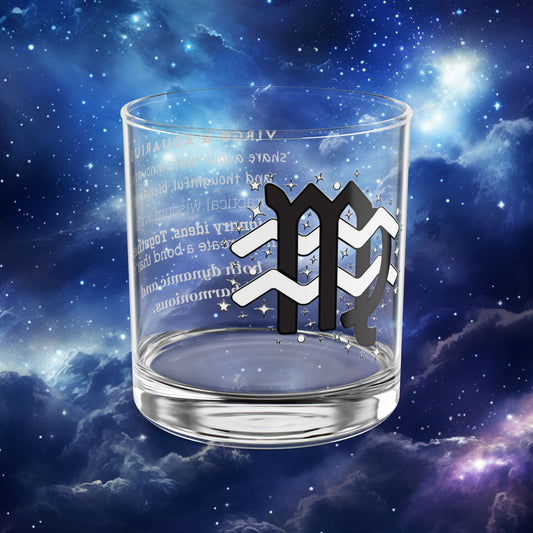 Virgo Aquarius Zodiac Rocks Glass