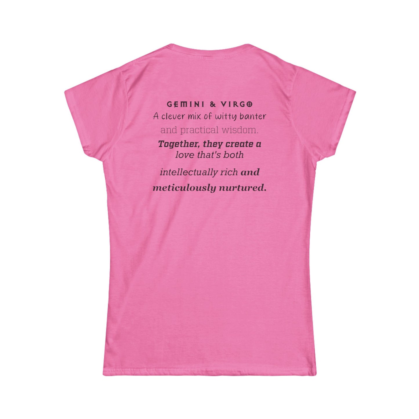 Astrology Zodiac Unisex T-Shirt with Gemini Virgo symbol and love description