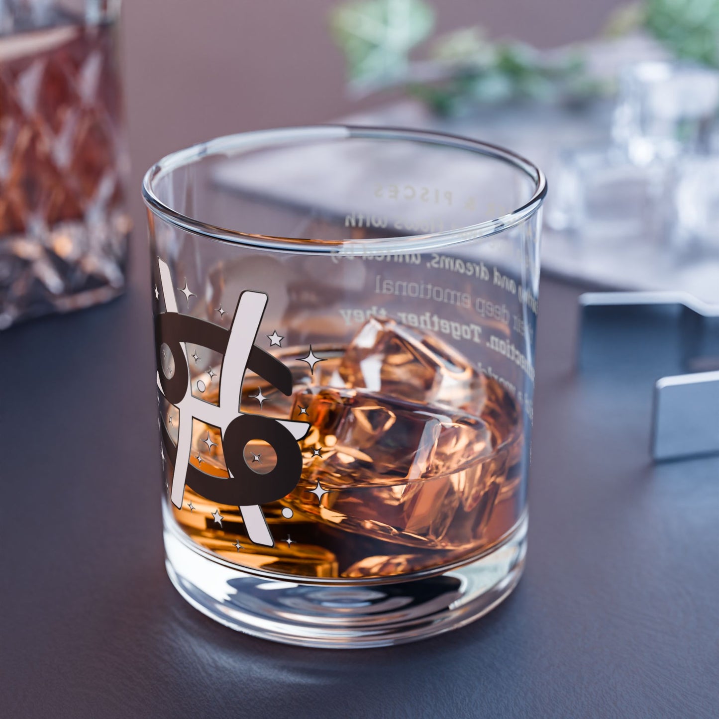 Cancer Pisces Zodiac Rocks Glass