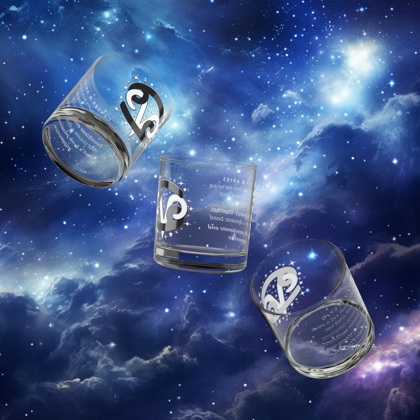 Cancer Aries Zodiac Rocks Glass