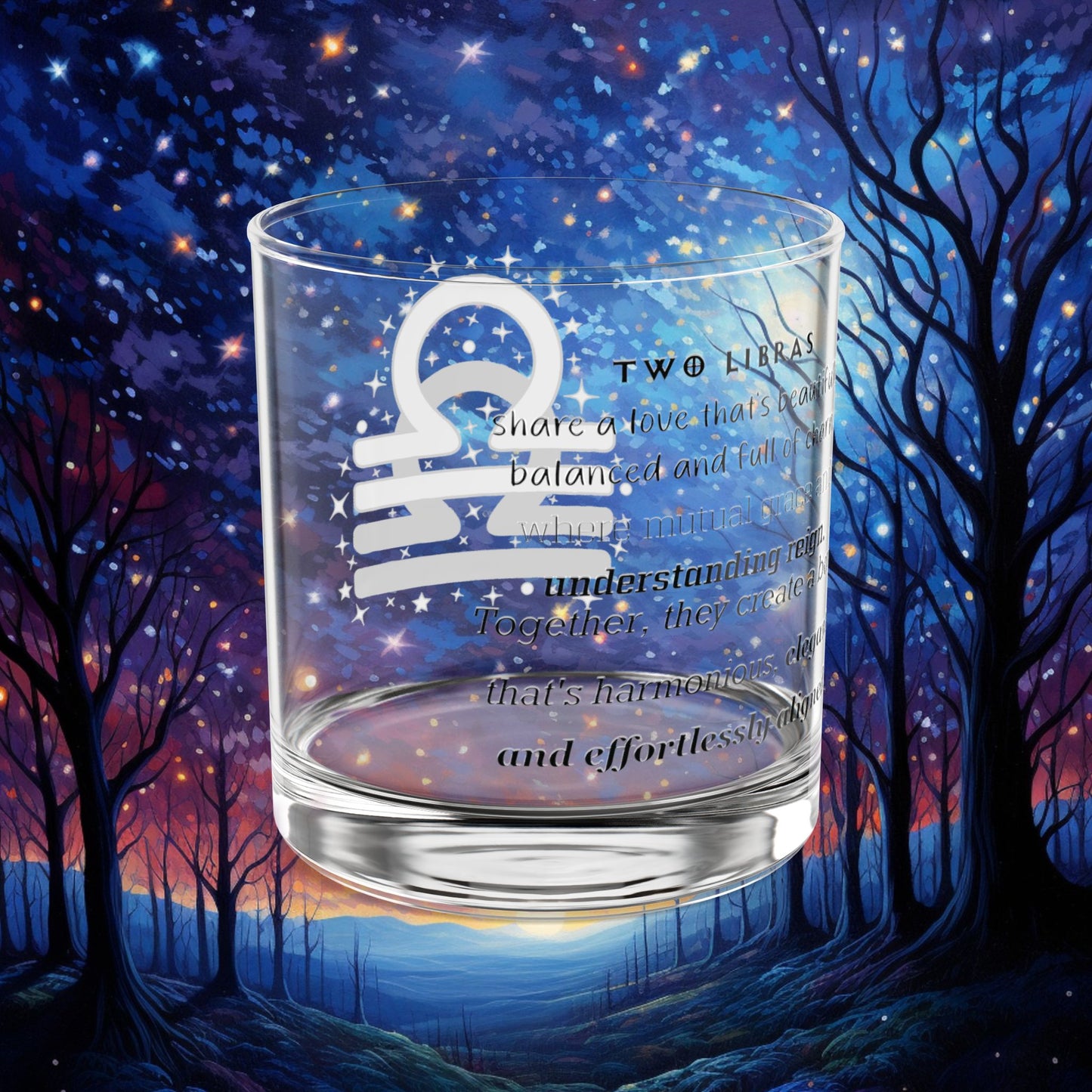 Libra Libra Zodiac Rocks Glass