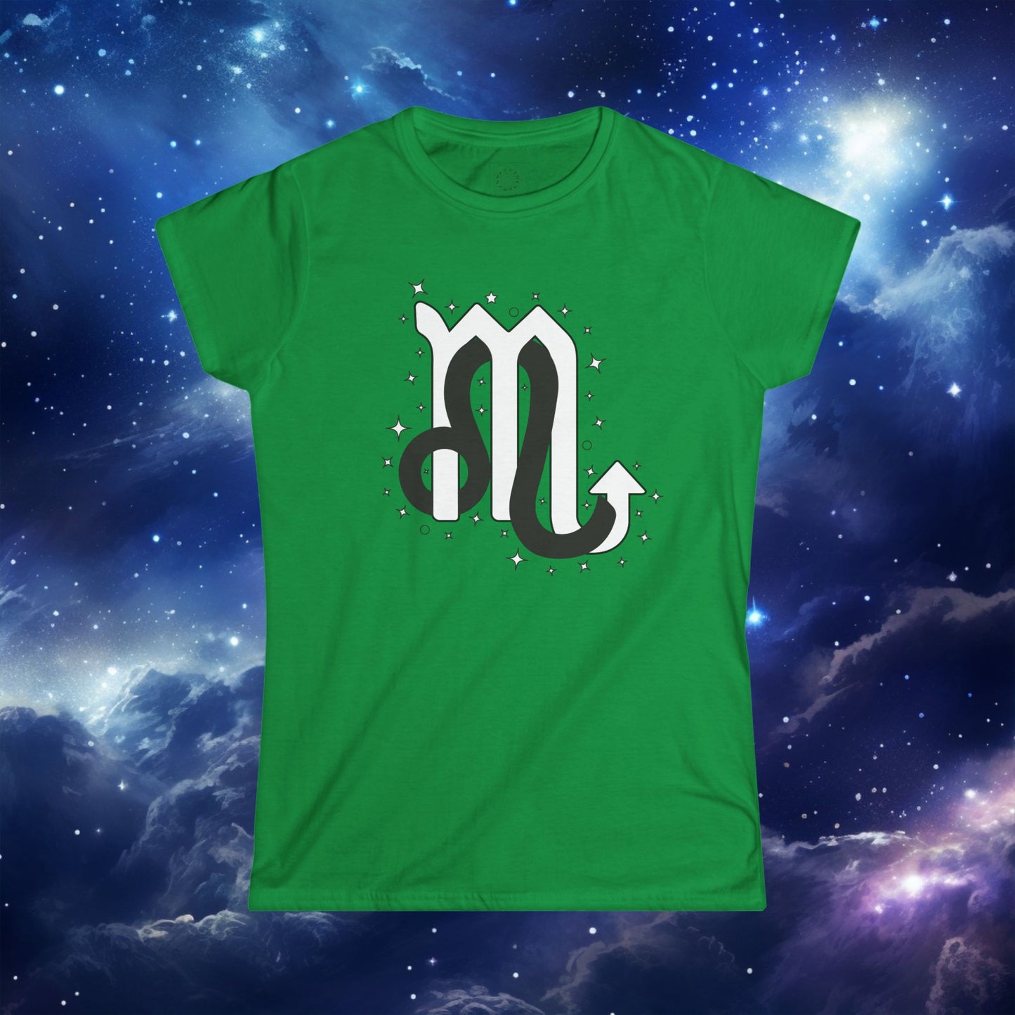 Astrology Zodiac Women's Softstyle Tee Leo and Scorpio with Love Description on Back