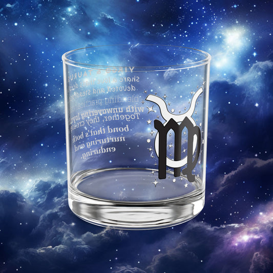 Virgo Taurus Zodiac Rocks Glass