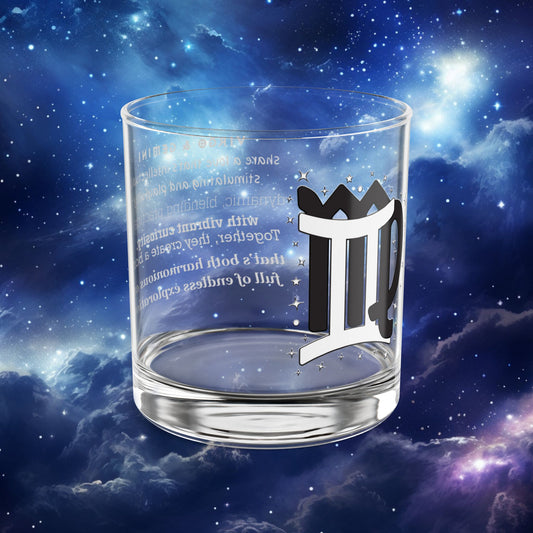 Virgo Gemini Zodiac Rocks Glass