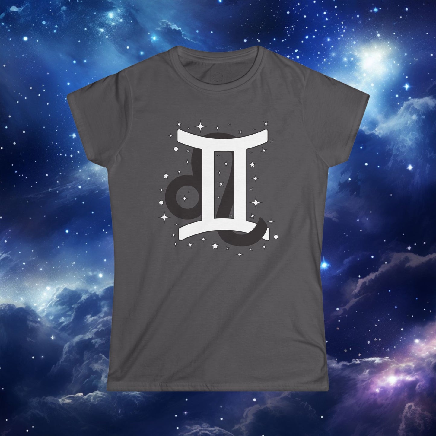 Astrology Zodiac Women's Softstyle Tee Leo and Gemini with Love Description on Back