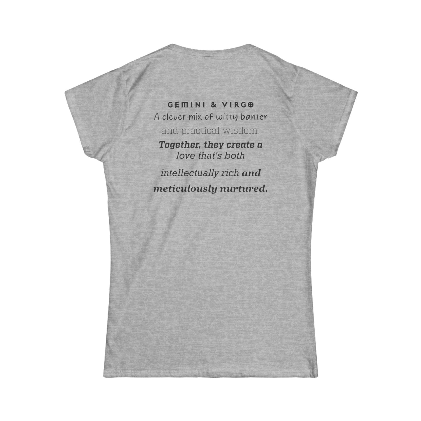 Astrology Zodiac Unisex T-Shirt with Gemini Virgo symbol and love description