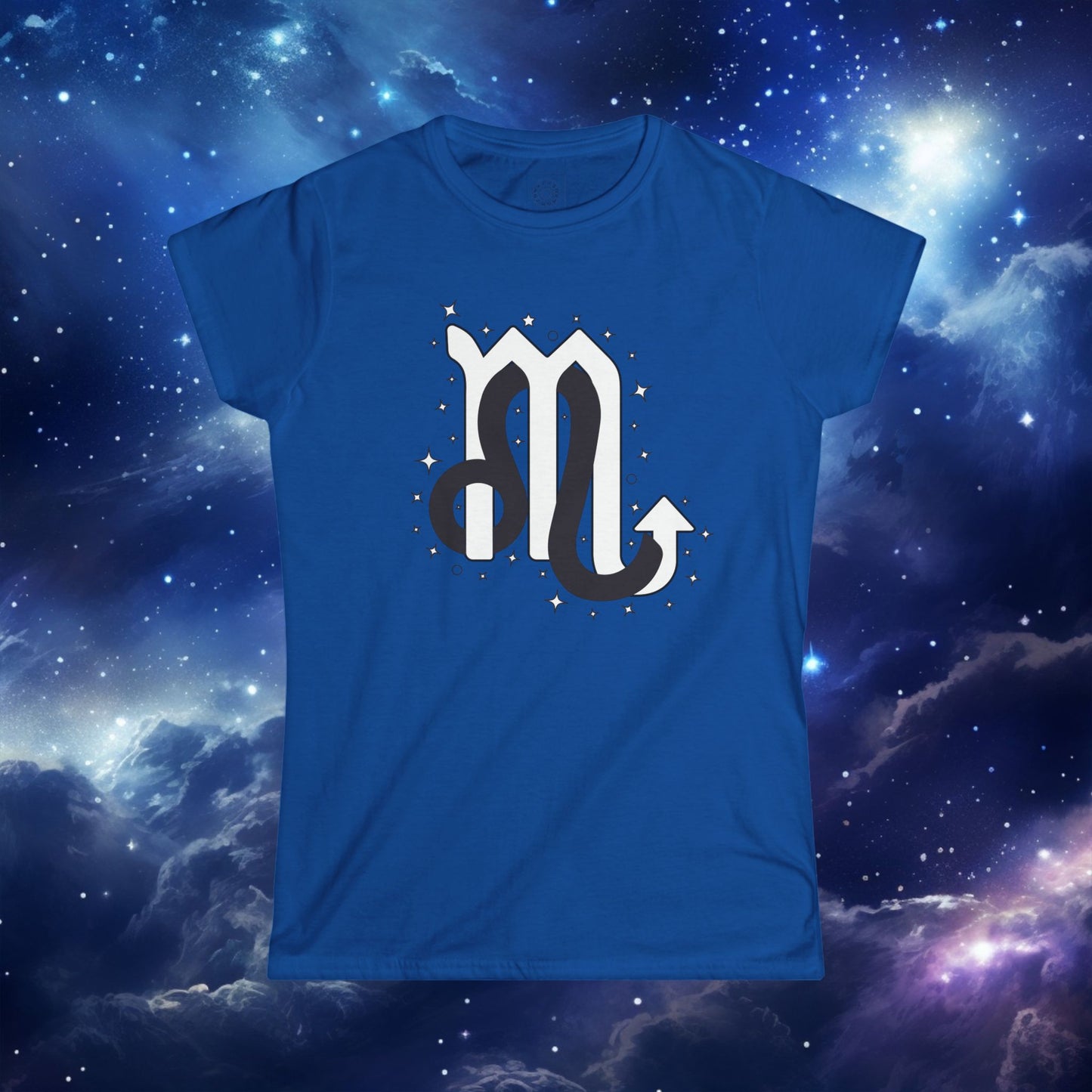 Astrology Zodiac Women's Softstyle Tee Leo and Scorpio with Love Description on Back