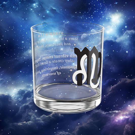 Virgo Leo Zodiac Rocks Glass