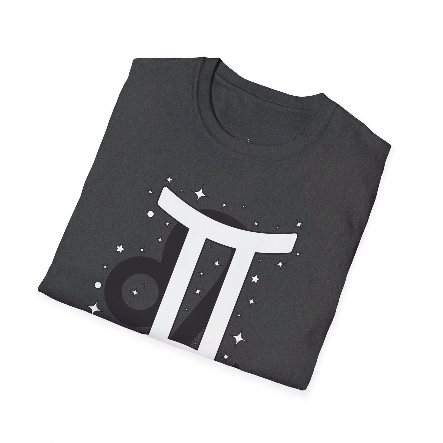 Astrology Zodiac Unisex Softstyle T-Shirt with Leo and Gemini Symbols and Love Description