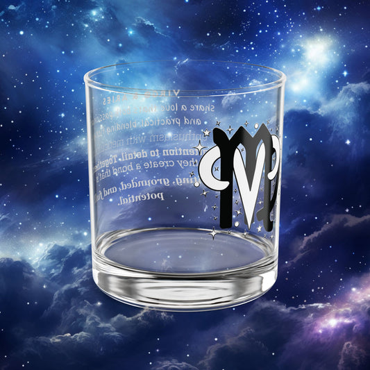 Virgo Aries Zodiac Rocks Glass