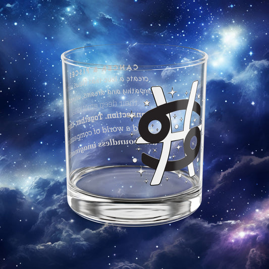 Cancer Pisces Zodiac Rocks Glass