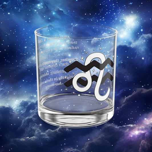 Aquarius Leo Zodiac Rocks Glass